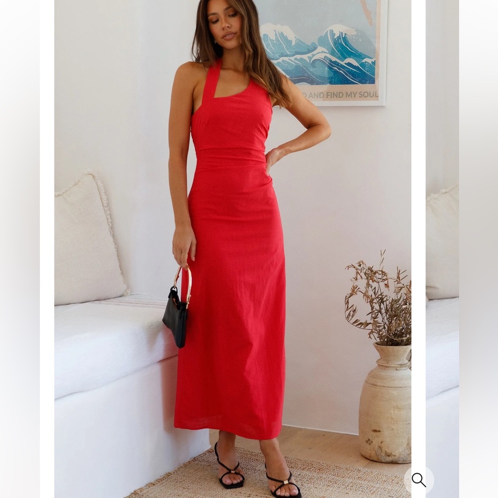 Fortunate One Scarlet Hues Halter Maxi Dress Red Size S